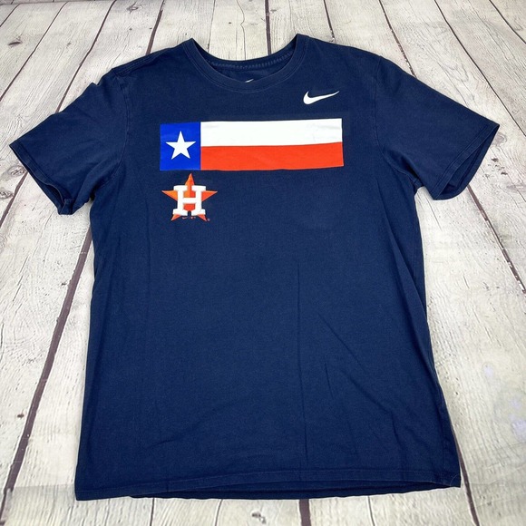 Houston Astros Shirt Nike Tee MLB Baseball Blue Short‎ Sleeve Crew Neck Astros L - Picture 2 of 9